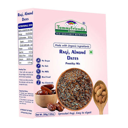 TummyFriendly Foods Organic Sprouted Ragi, Almonds, Dates Porridge Mix - Drmedicart