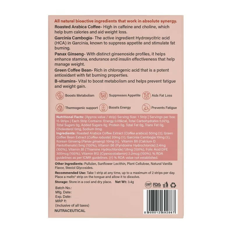 Wellbeing Nutrition Melts Slim Espresso Strips - Vanilla Flavor