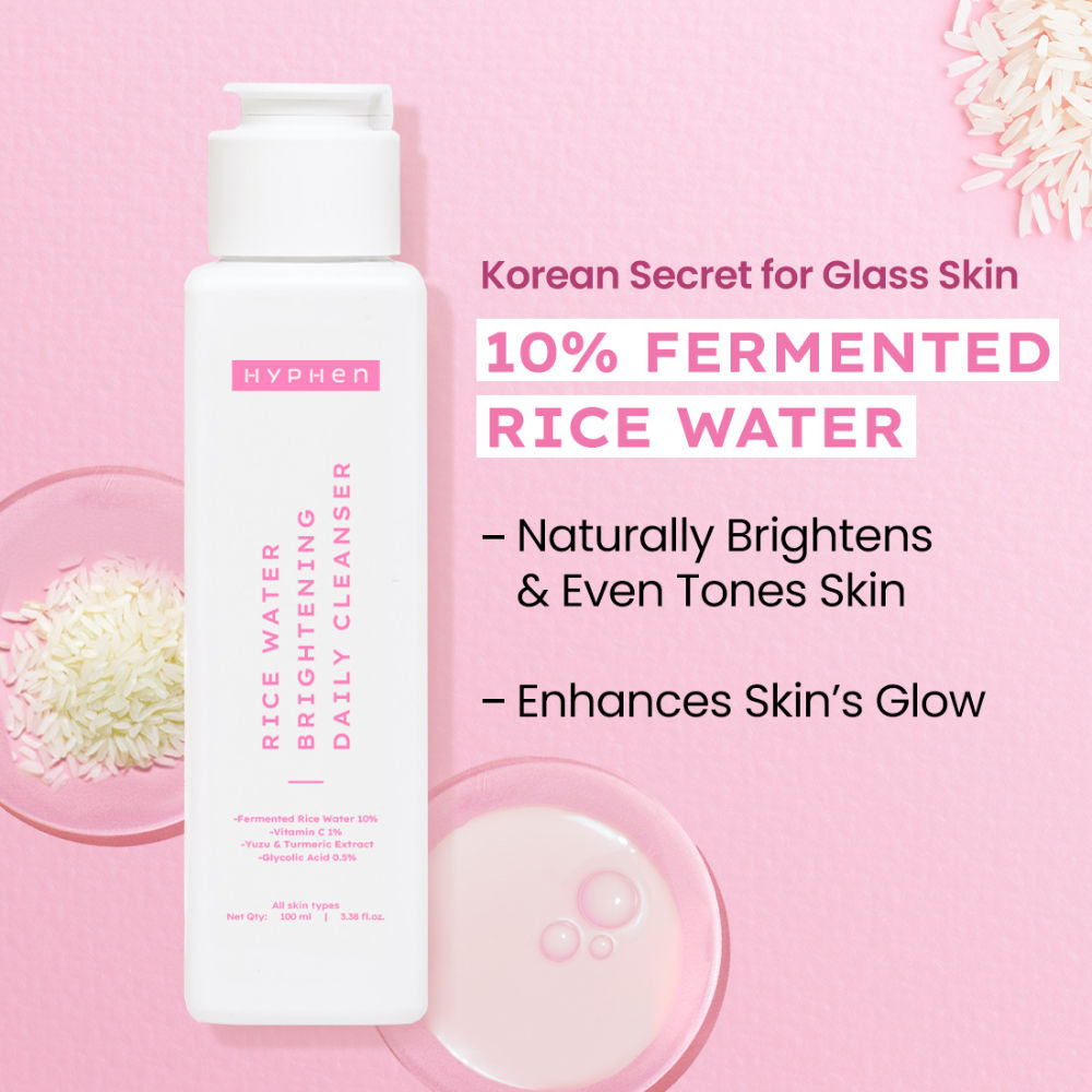 Hyphen By Kriti Sanon Rice Water Face Brightening Daily Cleanser, Reduce Pigmentation & Dark Spots, Brightens & Even Tones Skin, Moisturizes Skin