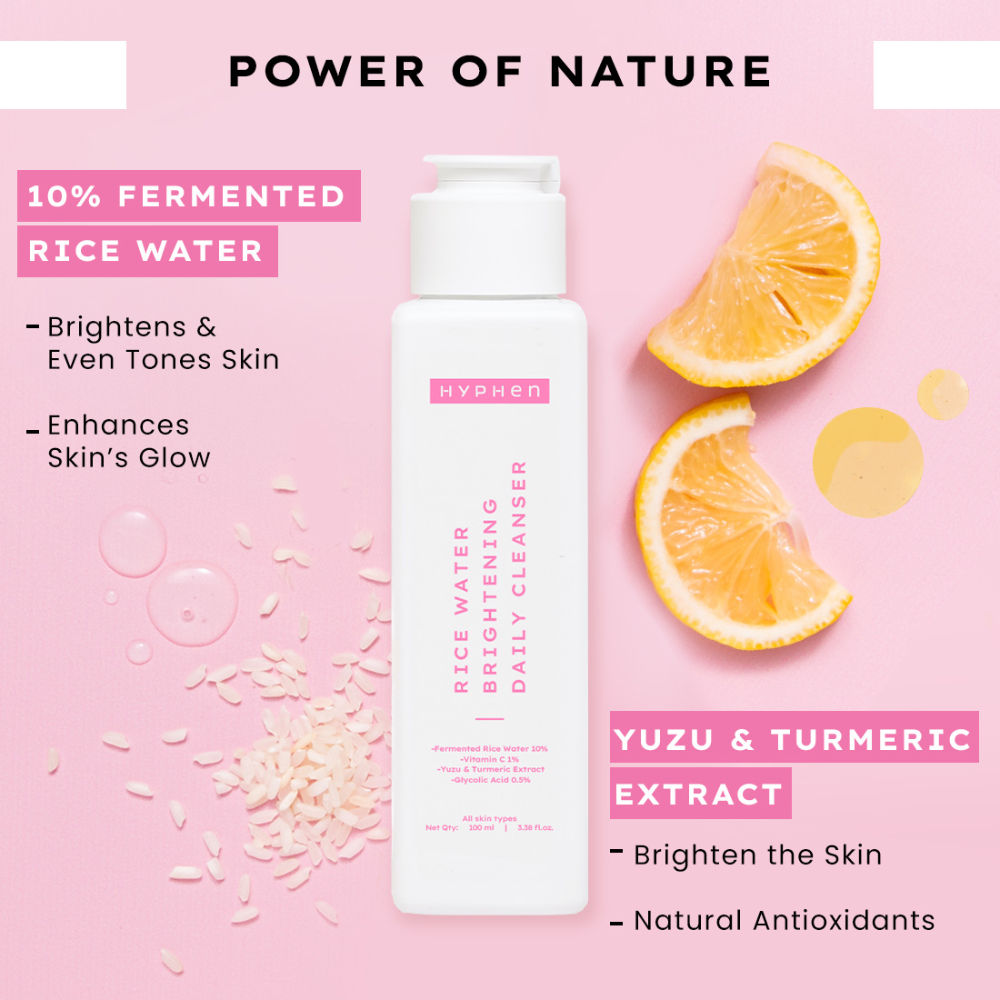 Hyphen By Kriti Sanon Rice Water Face Brightening Daily Cleanser, Reduce Pigmentation & Dark Spots, Brightens & Even Tones Skin, Moisturizes Skin