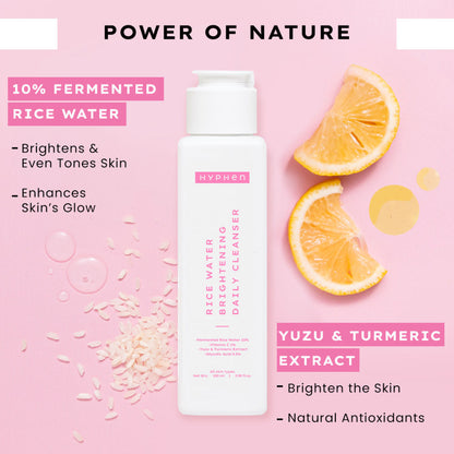 Hyphen By Kriti Sanon Rice Water Face Brightening Daily Cleanser, Reduce Pigmentation & Dark Spots, Brightens & Even Tones Skin, Moisturizes Skin