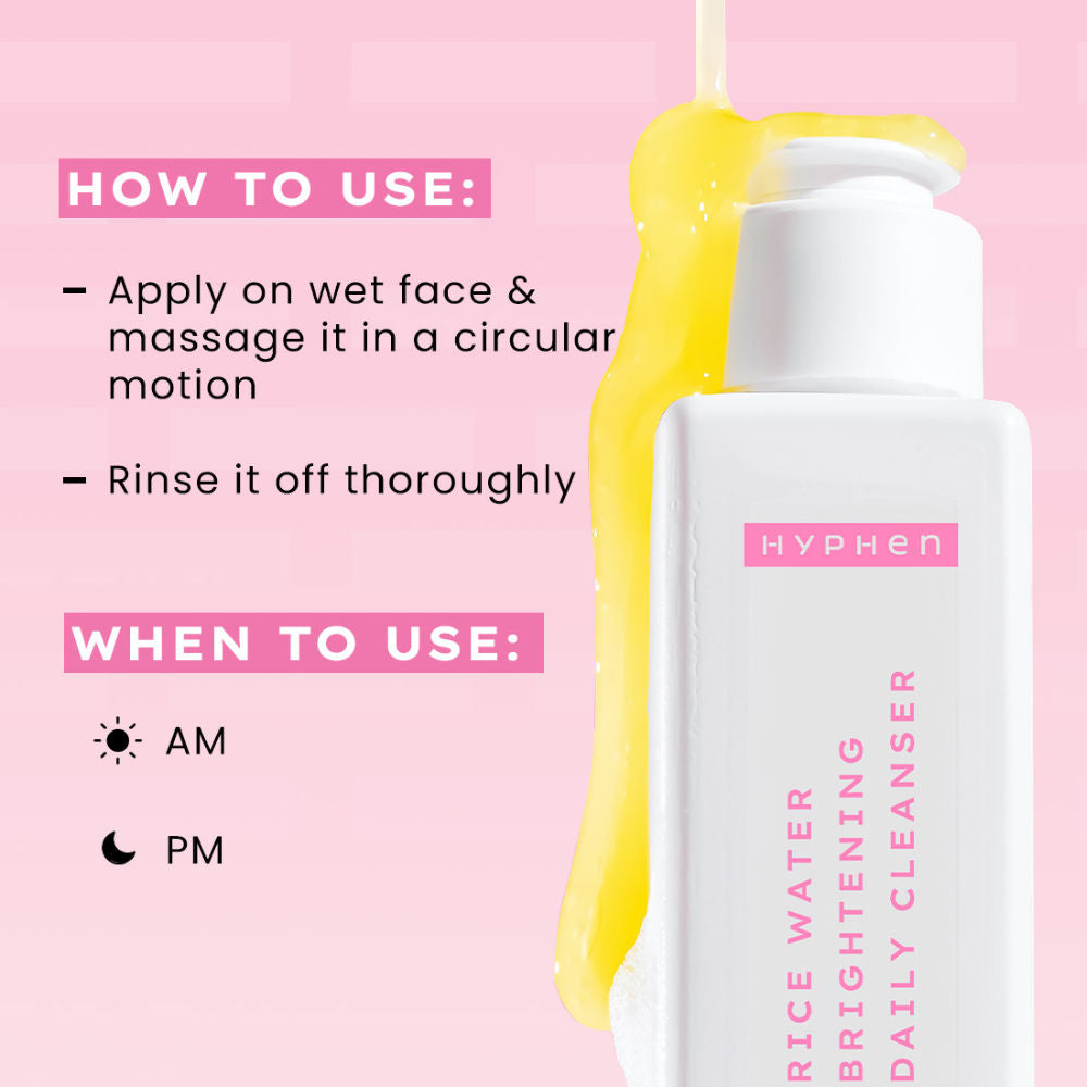 Hyphen By Kriti Sanon Rice Water Face Brightening Daily Cleanser, Reduce Pigmentation & Dark Spots, Brightens & Even Tones Skin, Moisturizes Skin