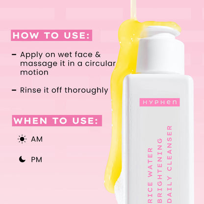 Hyphen By Kriti Sanon Rice Water Face Brightening Daily Cleanser, Reduce Pigmentation & Dark Spots, Brightens & Even Tones Skin, Moisturizes Skin