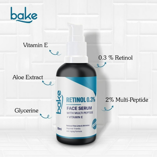 Buy Bake 0.3% Retinol Beginner Friendly Face Serum With 2% Multi Peptide & Vitamin E from DrMediCart, Ship from India to USA