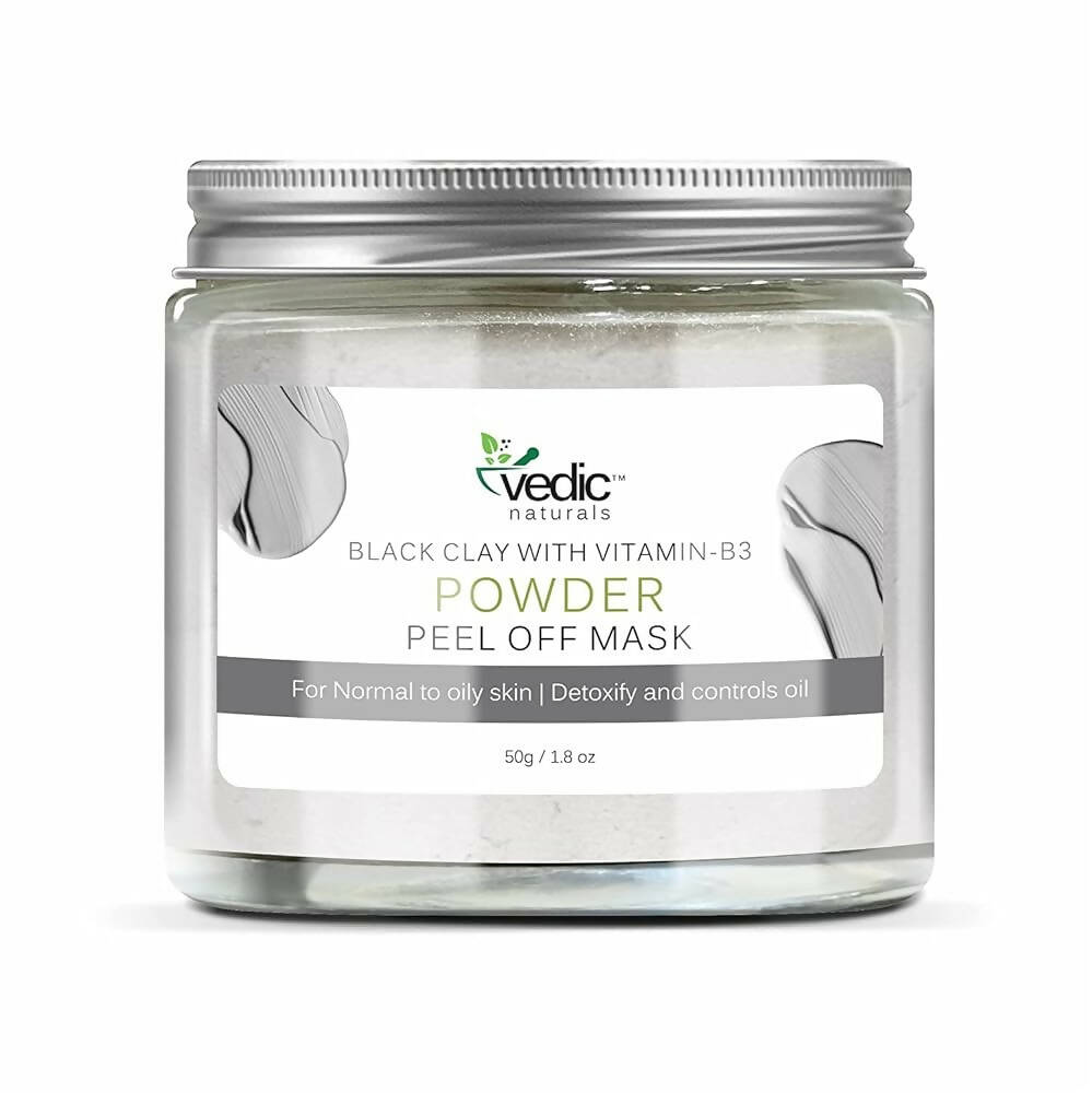 Vedic Naturals Black Clay With Vitamin-B3 Powder Peel Off Mask