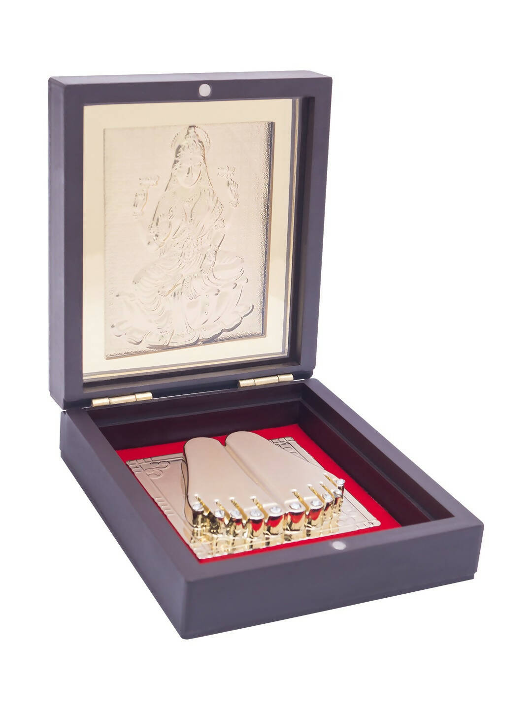 Golden Peacock Brown & 24 Ct Gold Foil Laxmi Ji Pooja Box