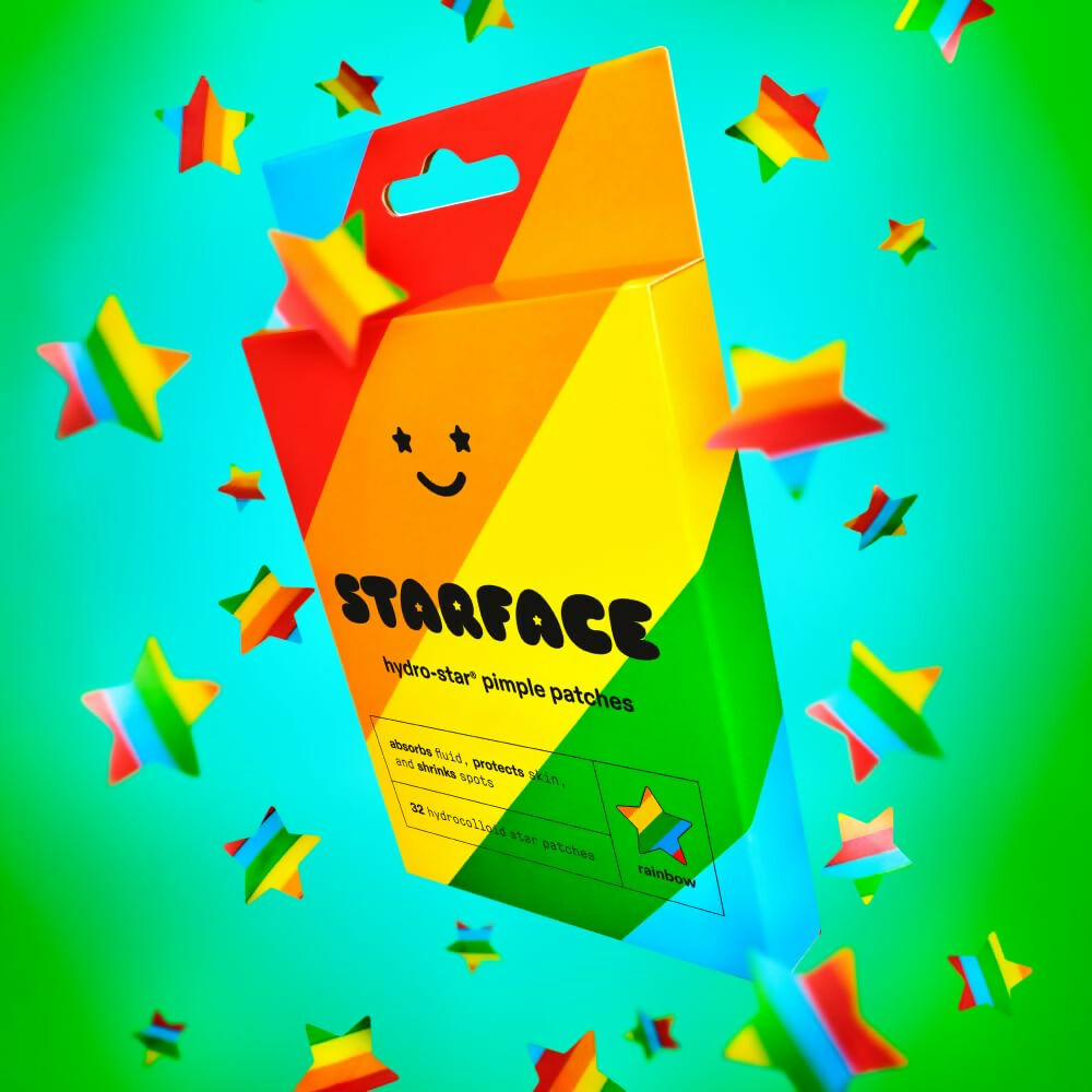 Starface Rainbow Stars, Hydrocolloid Pimple Patches, Absorb Fluid and Reduce Inflammation, Cute Star Shape, Vegan and Cruelty-Free Skincare