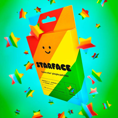 Starface Rainbow Stars, Hydrocolloid Pimple Patches, Absorb Fluid and Reduce Inflammation, Cute Star Shape, Vegan and Cruelty-Free Skincare