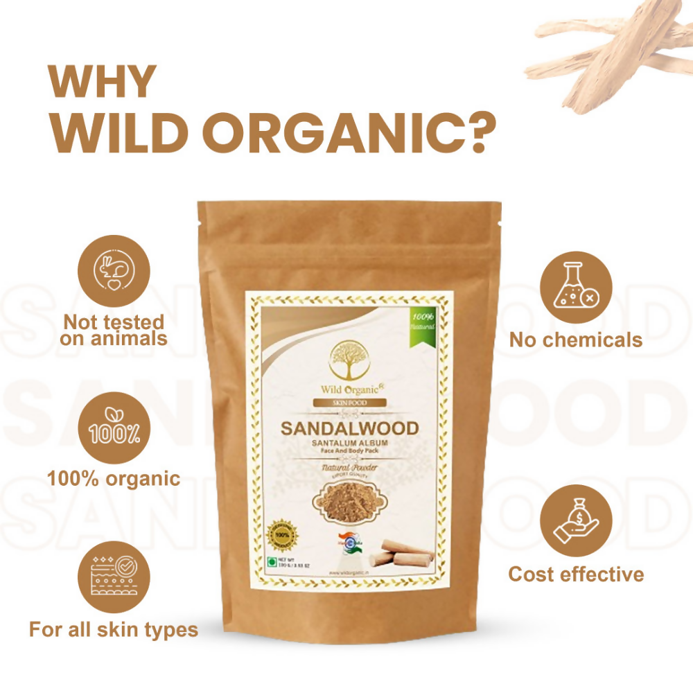 Wild Organic Sandalwood Powder for Skin Brightening Face And Body Pack