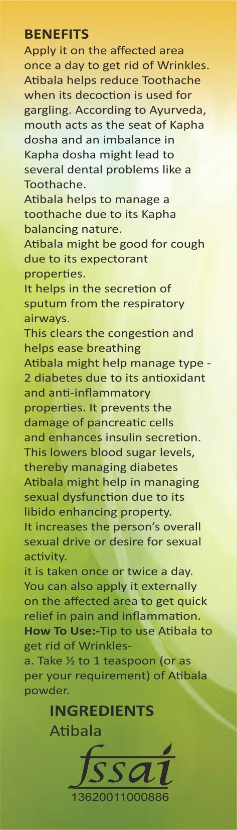 Spag Herbals Atibala Powder