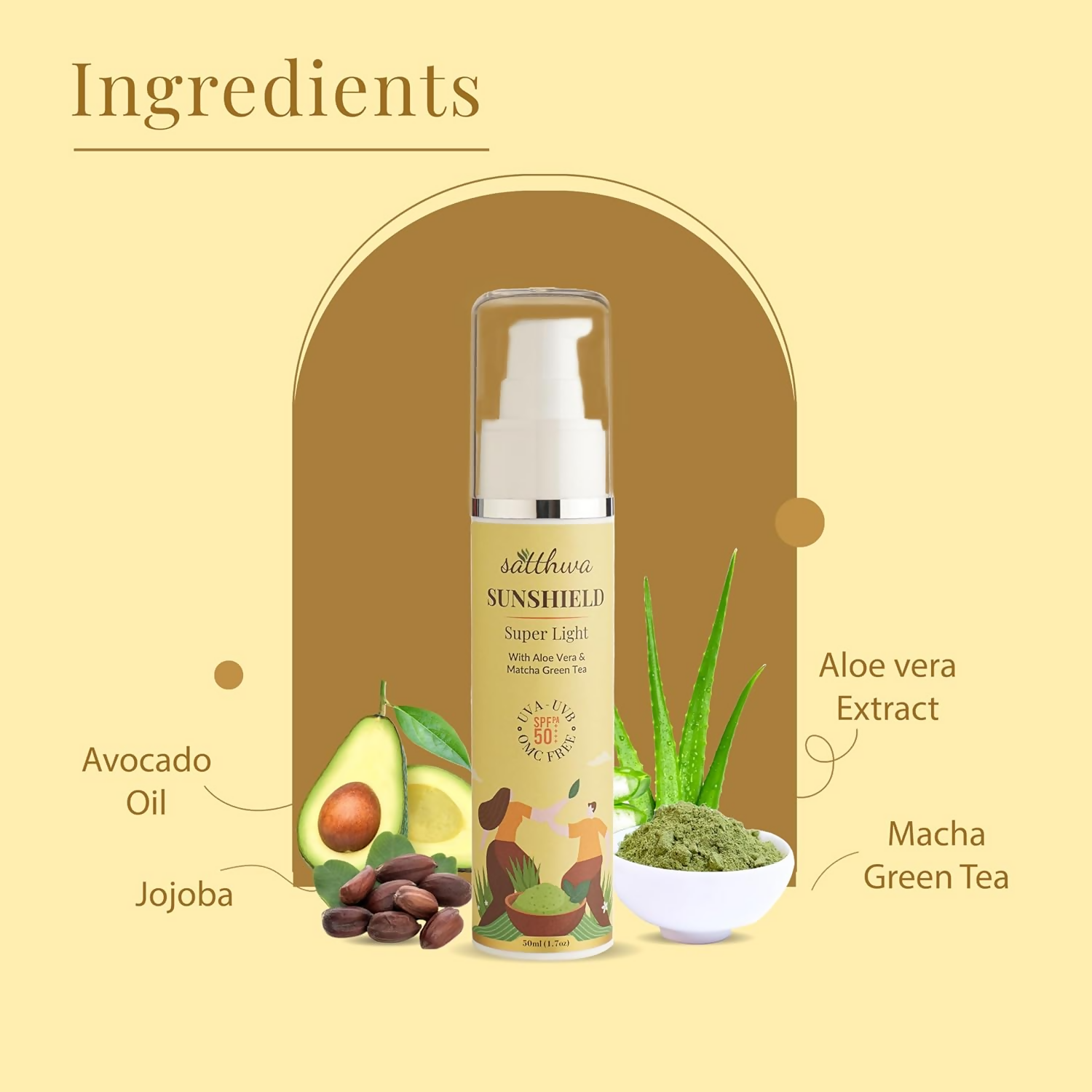 Satthwa Sunshield Super Light Sunscreen With Aloe Vera & Matcha Green Tea