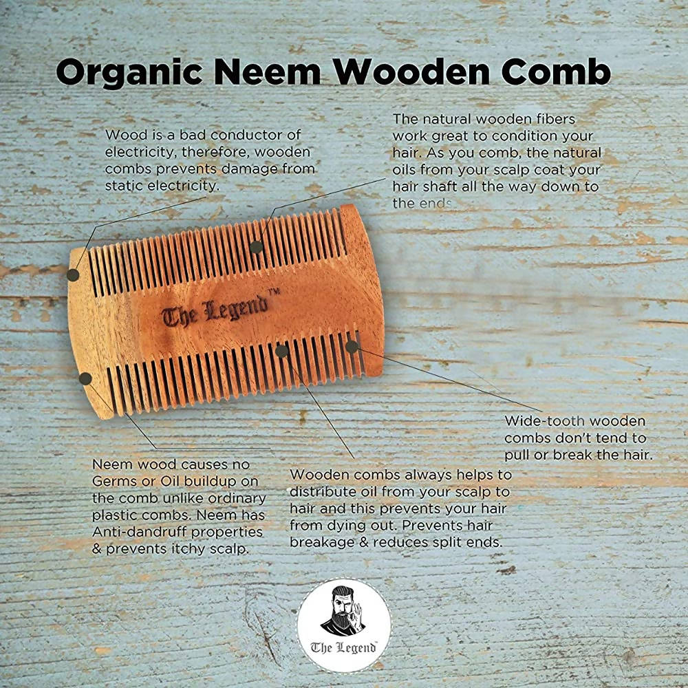 The Legend Organic Pure Neem Wood Comb For Beard