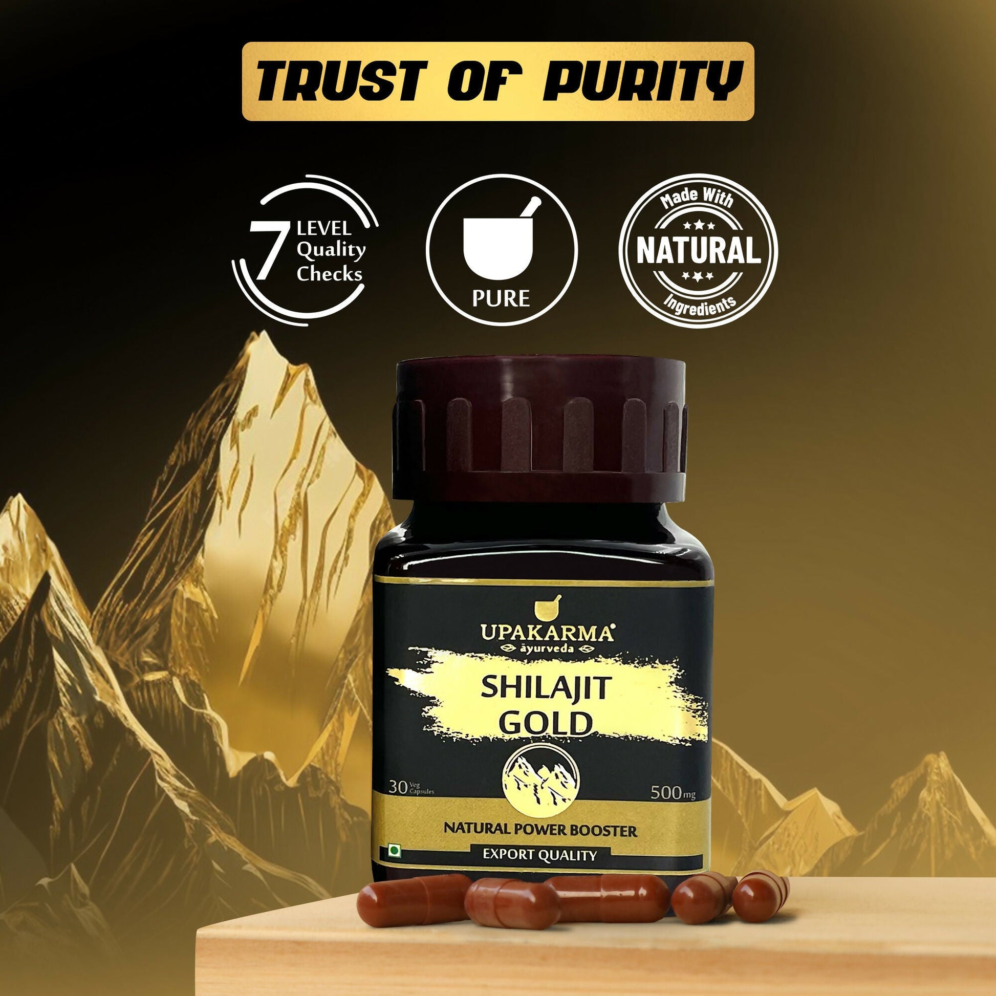 Upakarma Ayurveda SJ Gold Capsules For Power, Stamina, Muscle Growth & Energy