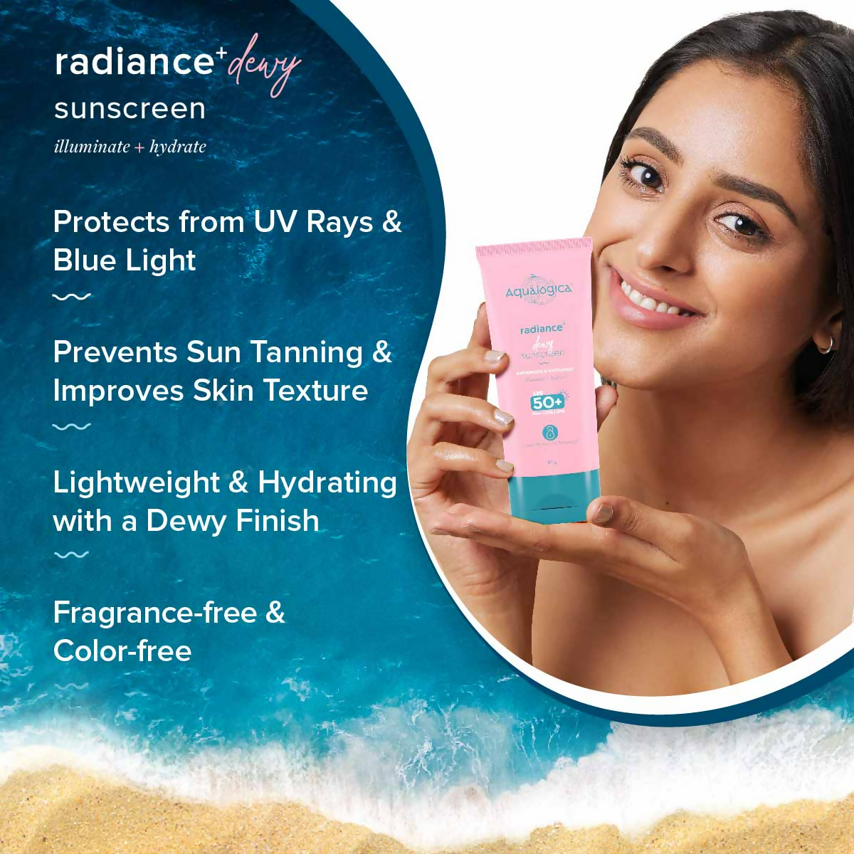 Aqualogica Radiance+ Dewy Lightweight Sunscreen Gel SPF 50+ PA+++