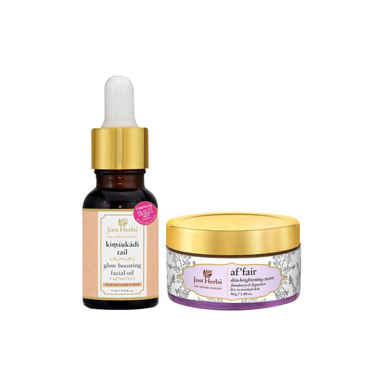 Buy Just Herbs Kimsukadi Glow Boosting Facial Oil And Af'fair Skin Brightening Cream Combo from DrMediCart, Ship from India to USA