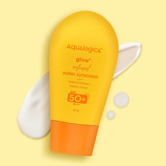 Buy Aqualogica Glow+ Infused Water Sunscreen with Papaya & Vitamin C, Gives Glowing & Hydrated Skin, No White Cast from DrMediCart, Ship from India to USA