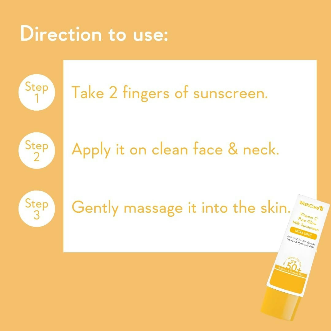 Wishcare Vitmain C Pure Glow Milk Sunscreen SPF 50 - Drmedicart