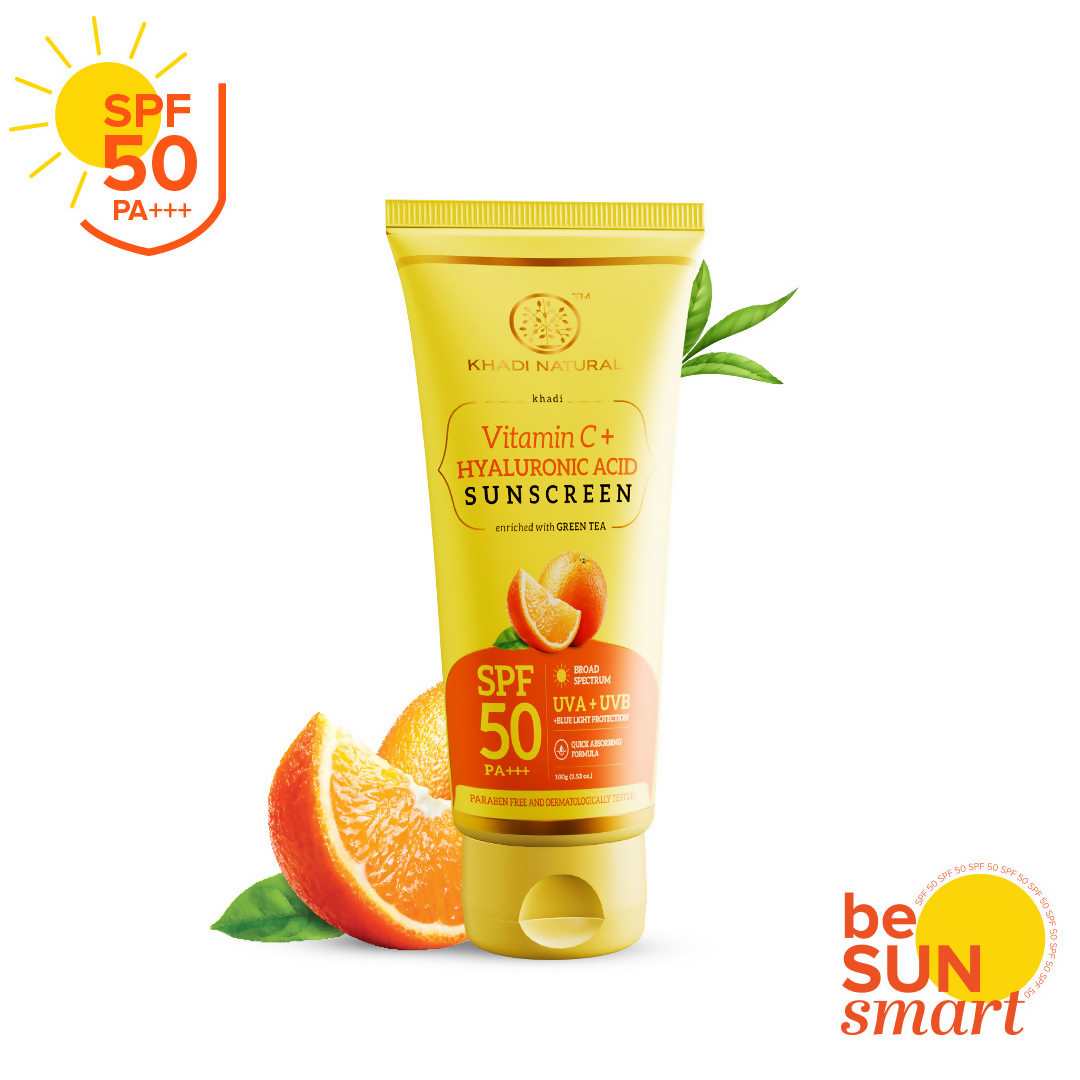 Khadi Natural Vitamin C + Hyaluronic Acid Sunscreen SPF 50 PA+++
