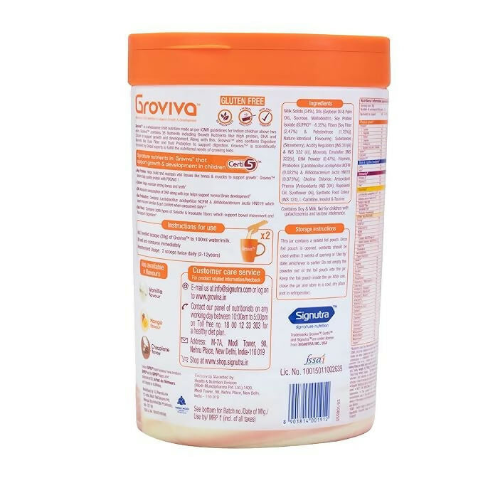 Groviva Customized Health & Nutrition Drink Powder For Kids - Strawberry Flavour