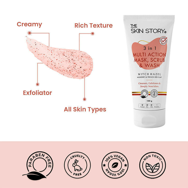 The Skin Story 3 in 1 Multi Action Face Mask, Scrub & Wash