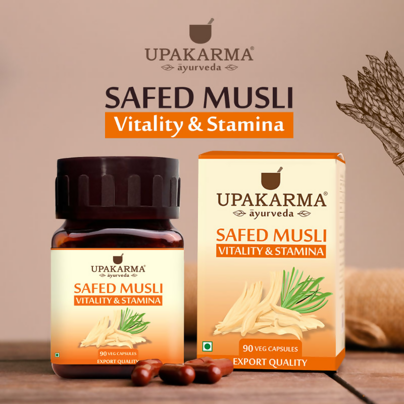 Upakarma Ayurveda Pure Herbs Safed Musli Veggie Capsules