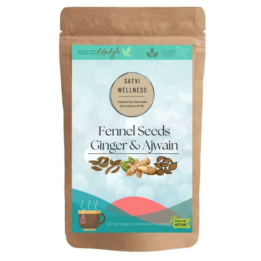 Satvi Wellness Fennel Ginger Ajwain Tea | Fennel Tea | Ginger Tea | Ajwain Tea