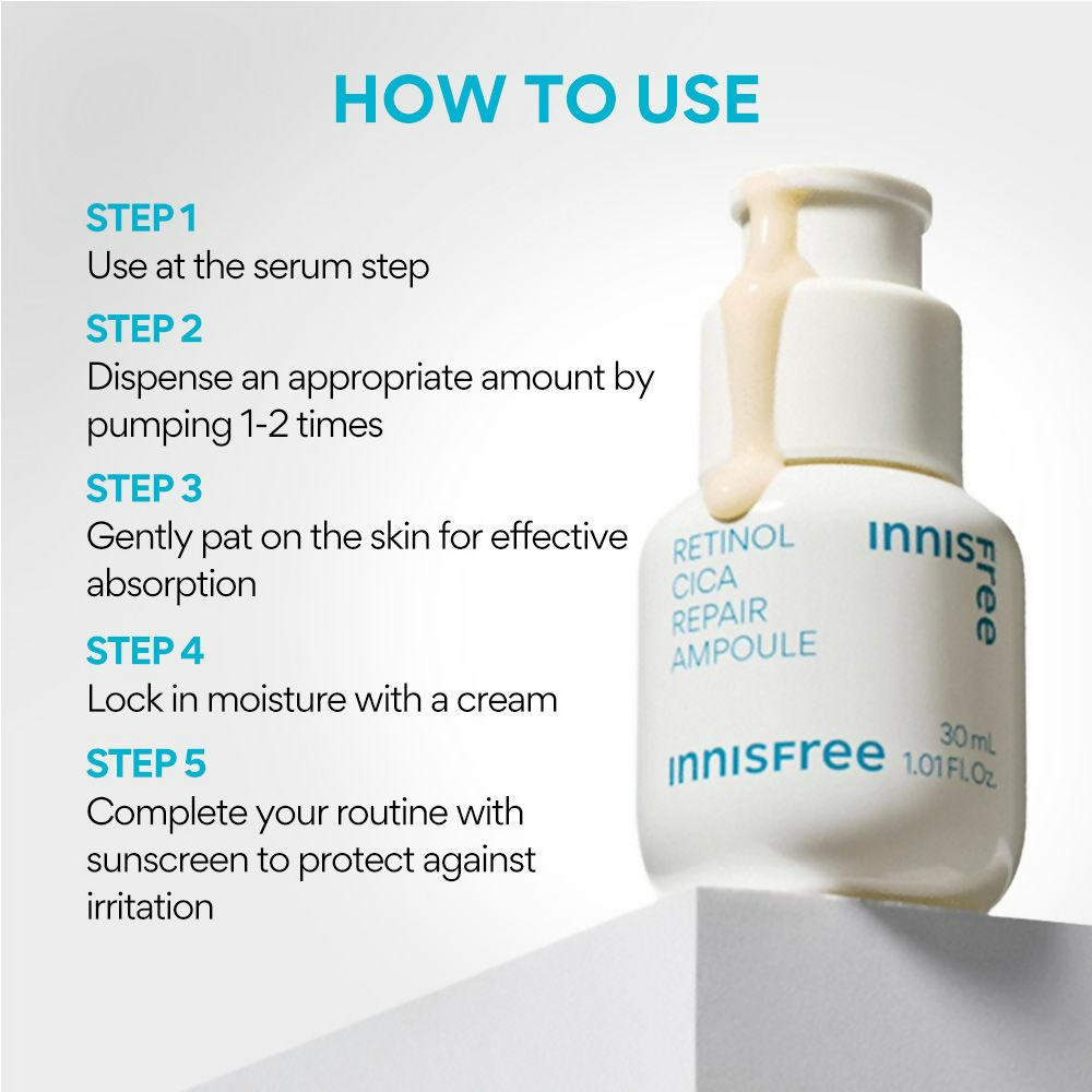 Innisfree 0.15% Retinol Cica Ampoule Daily Care For Pores, Dead Skin, Anti-Aging - Beginner-Friendly