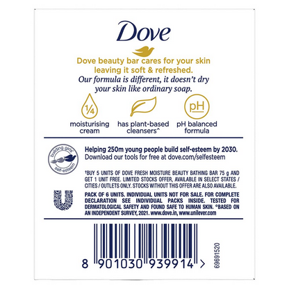 Dove Fresh Moisture Beauty Bar With Cucumber & Green Tea Leaves Scent
