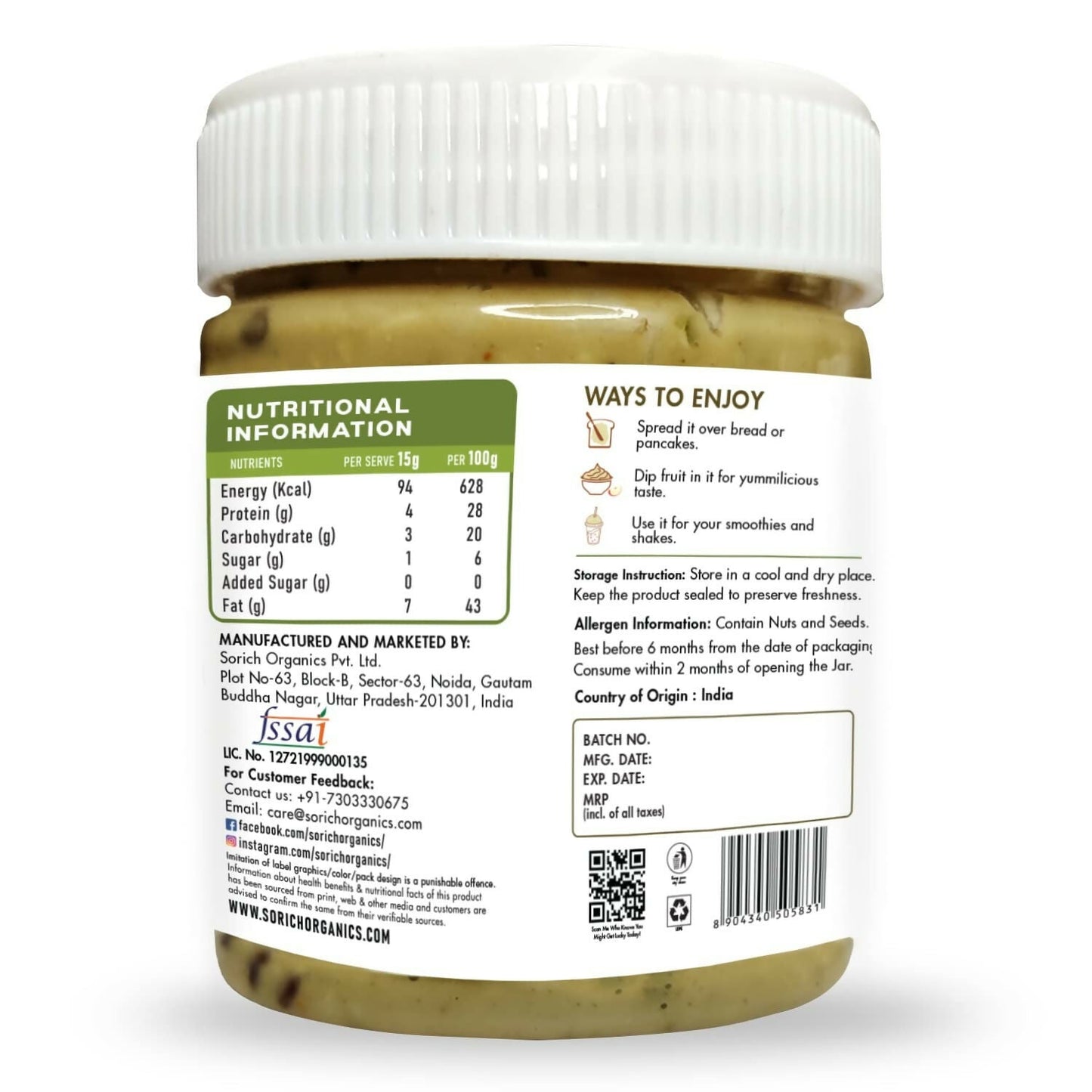 Sorich Organics Seed Peanut Crunchy Butter