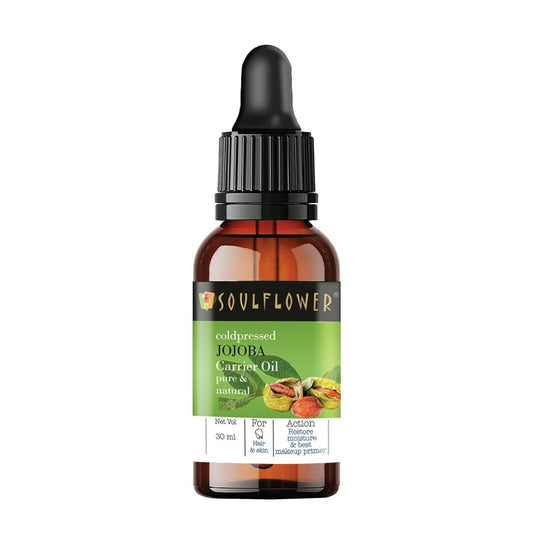 Soulflower Cold-Pressed Virgin Jojoba Carrier Oil For Hair Oil, Skincare, Face & Body