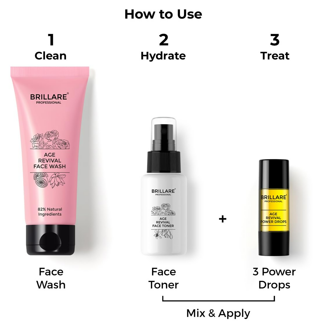 Brillare Age Revival Natural Face Wash Toner and Face Serum Combo