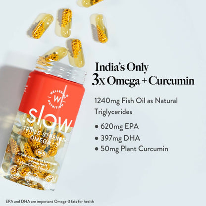 Wellbeing Nutrition Slow Triple Strength Omega 3 Fish Oil Capsules For Men and Women