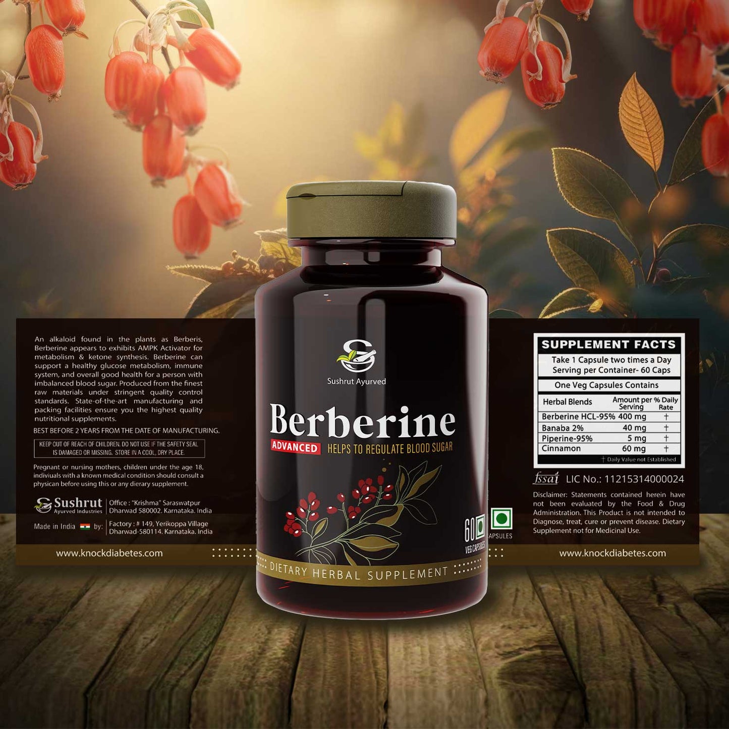 Sushrut Ayurved Good Health Berberine Veg Capsules
