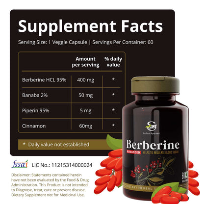 Sushrut Ayurved Good Health Berberine Veg Capsules
