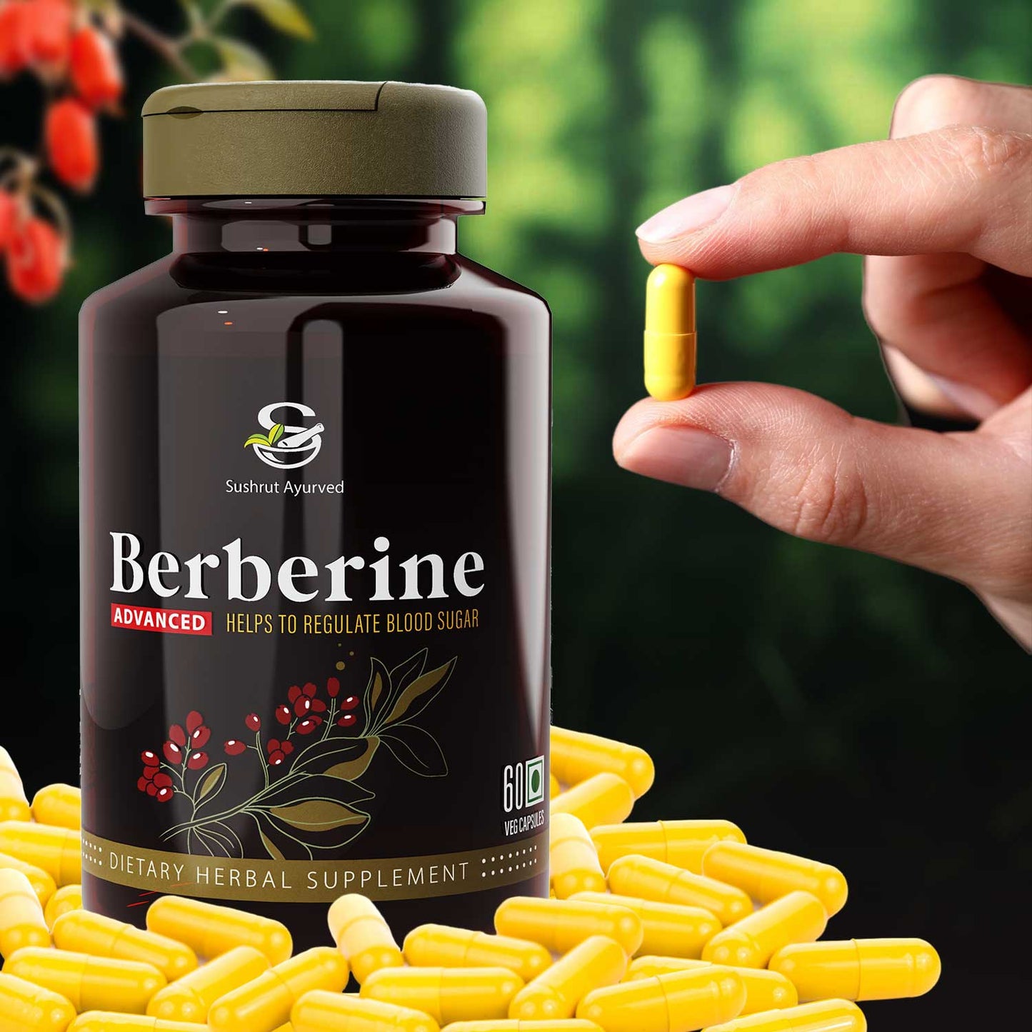 Sushrut Ayurved Good Health Berberine Veg Capsules