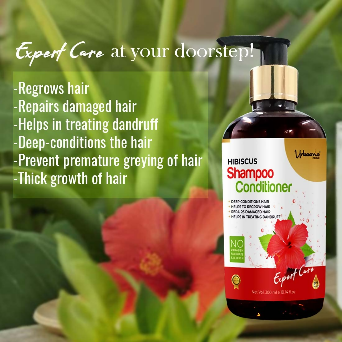 Urbaano Herbal Anti Hair fall Hibiscus Extract Rich Shampoo & Conditioner