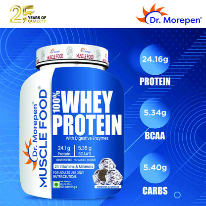 Dr. Morepen Muscle Food 100% Whey Protein - Cookie & Cream Flavour