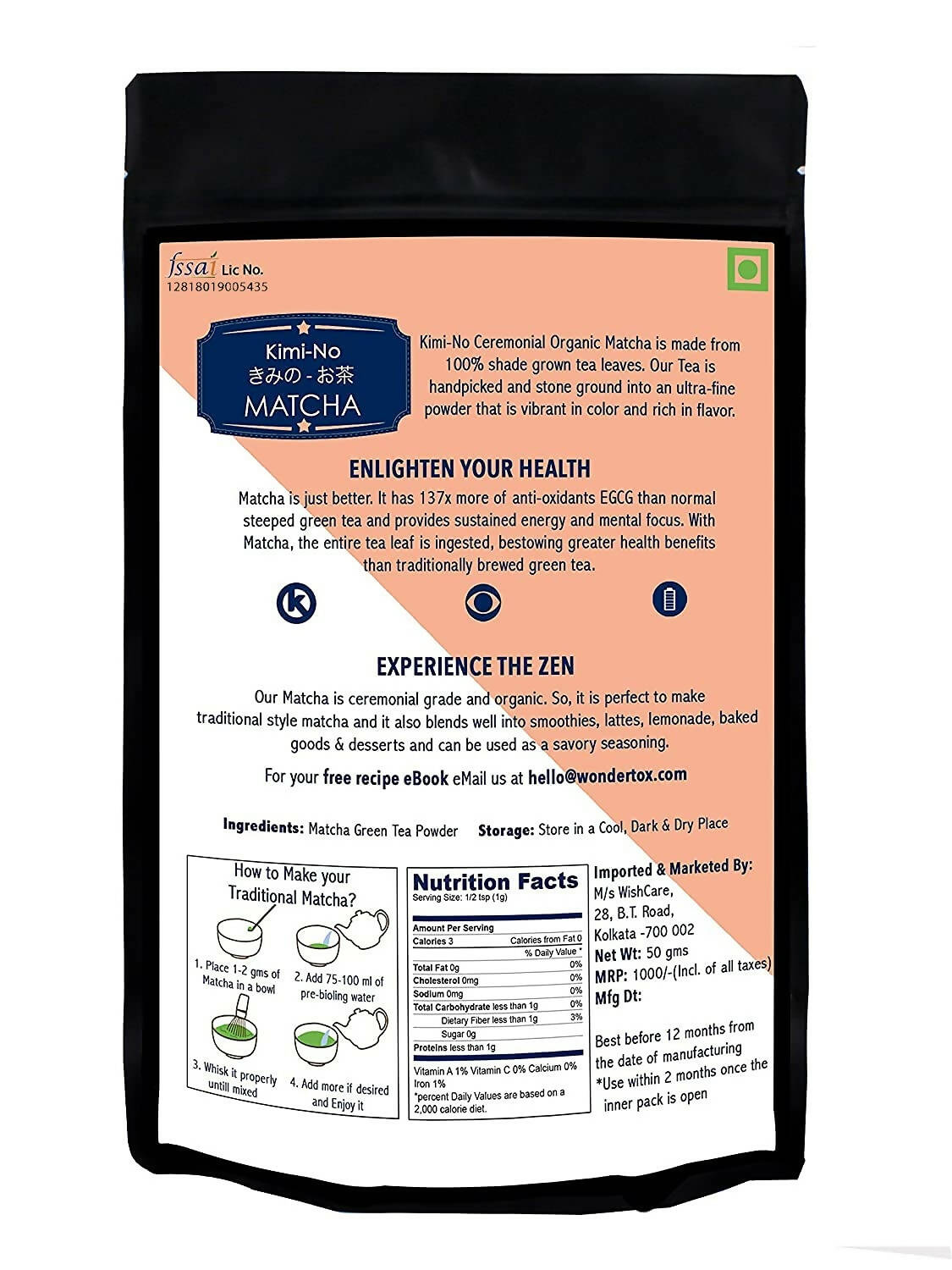 Buy Kimino Gold Ceremonial Organic Matcha Tea from DrMediCart, Ship from India to USA