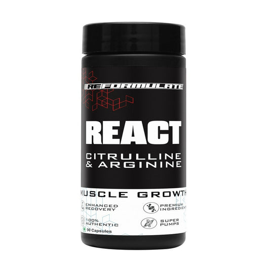 Reformulate React Capsules I Citrulline & Arginine I Muscle Growth I Enhanced Recovery I Super Pumps