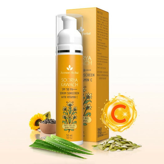 Buy Avimee Herbal Soorya Kawach SPF 50 PA++++ Vitamin C Serum Sunscreen from DrMediCart, Ship from India to USA