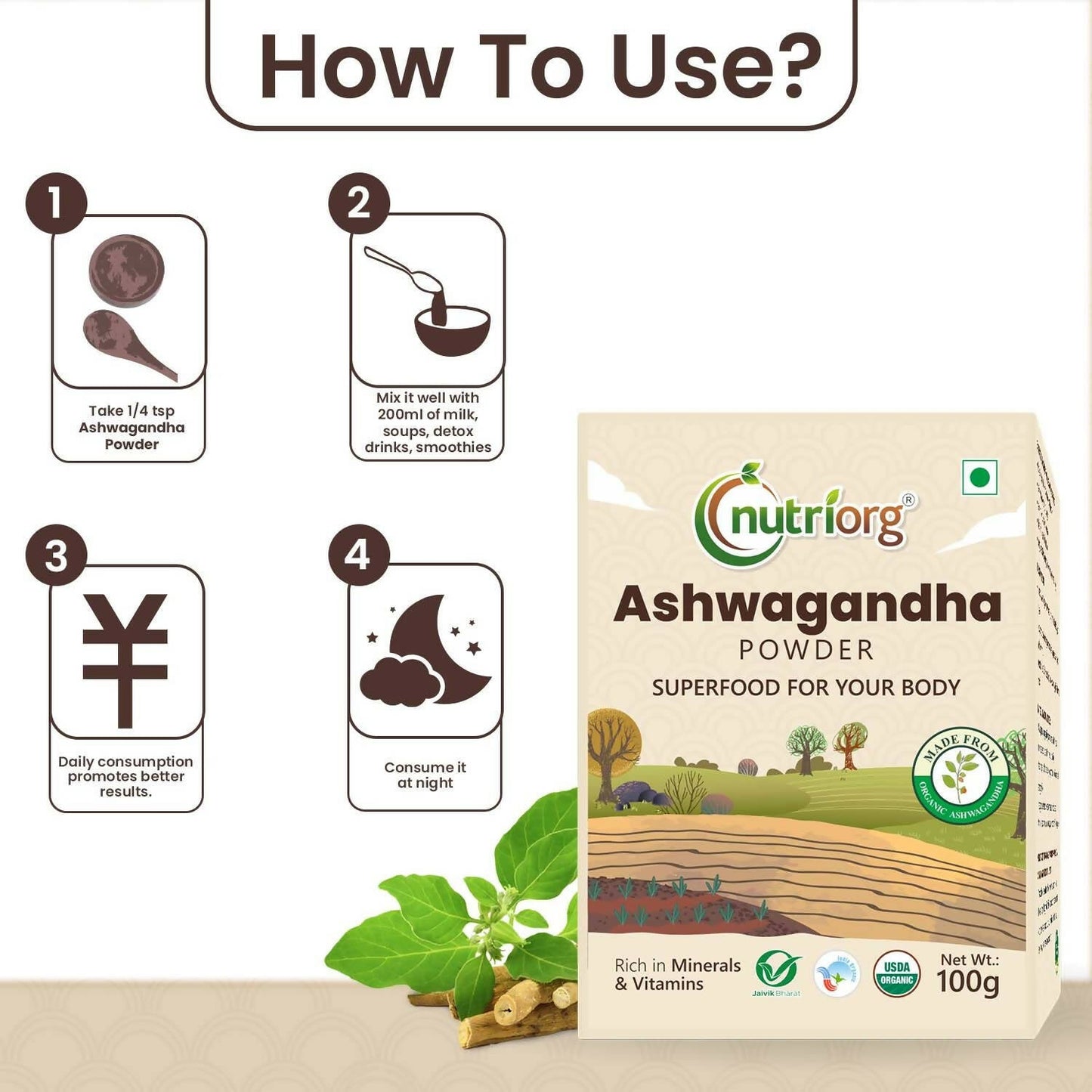 Nutriorg Certified Organic Ashwagandha Powder