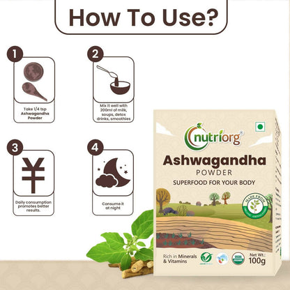 Nutriorg Certified Organic Ashwagandha Powder
