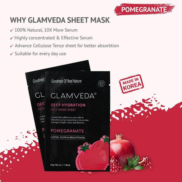 Glamveda Pomegranate Sheet Mask- Brightening & Radiance