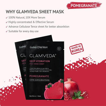Glamveda Pomegranate Sheet Mask- Brightening & Radiance
