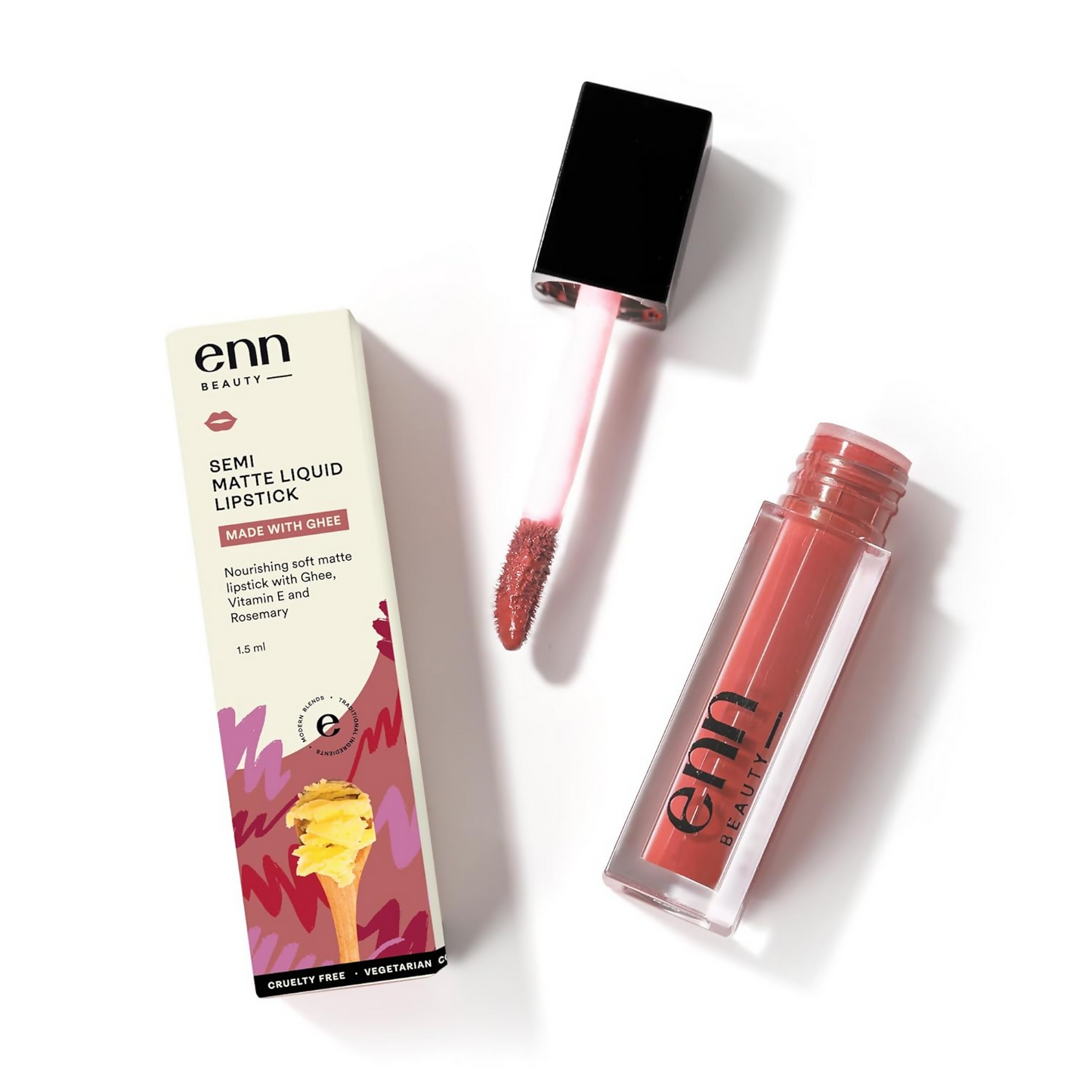 Enn Semi Matte Red Liquid Lipstick - Dusty Mauve
