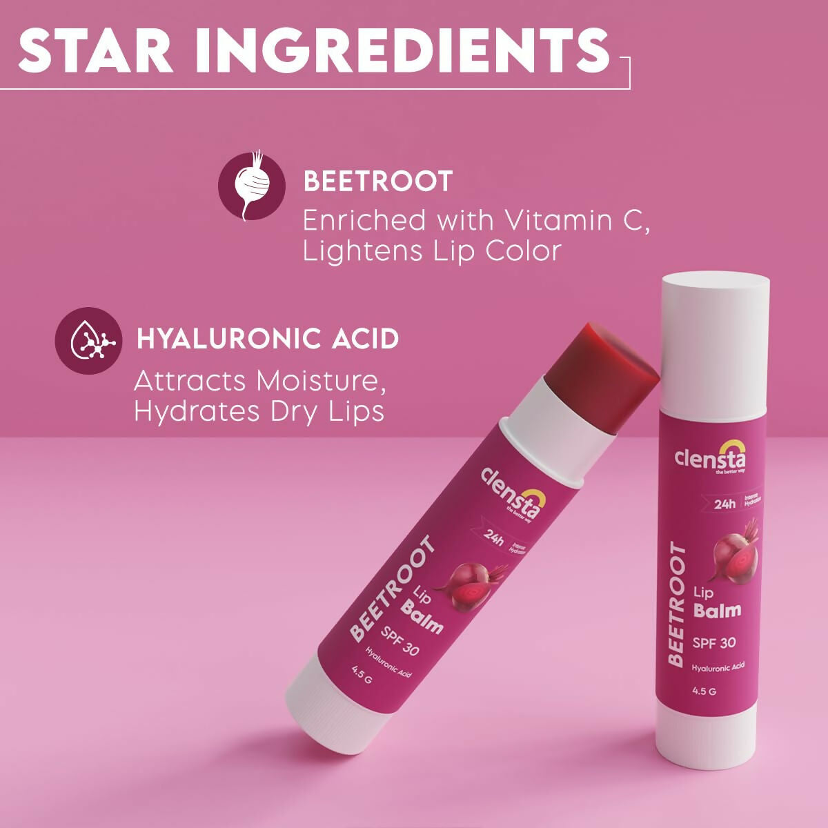clensta beetroot lip balm with hyaluronic acid spf 30 with beetroot buy in usa