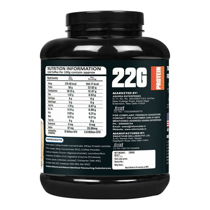 Reformulate Fusion Whey Protein With Pre & Pro Biotics I Muscle Growth I 58G Protein | 379 Kcal Energy - Cold Coffee