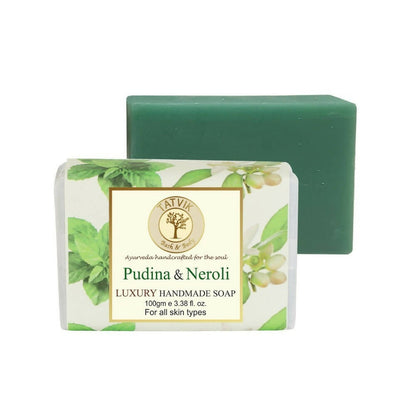 Buy Tatvik Ayurveda Pudina & Neroli Luxury Handmade Soap from DrMediCart, Ship from India to USA