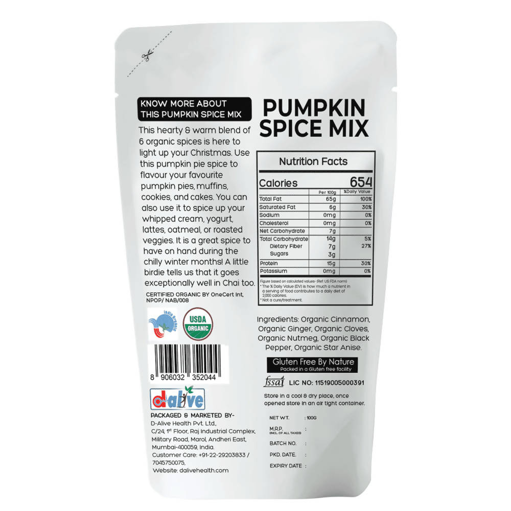 D-Alive Honestly Organic Pumpkin Spice Mix - Drmedicart