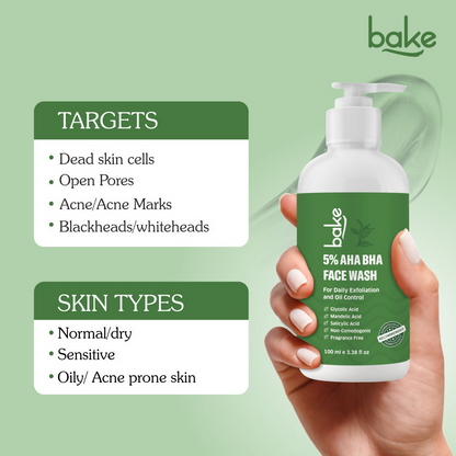 Bake 5% AHA BHA Face Wash With Salicylic Acid